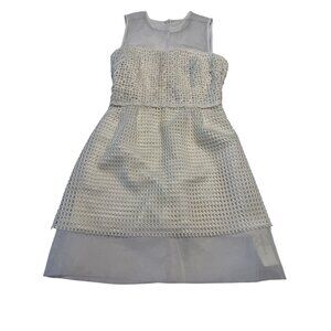 French Connection Glacier Wave White Sheer Mesh Inset Mini Dress Women's 4
